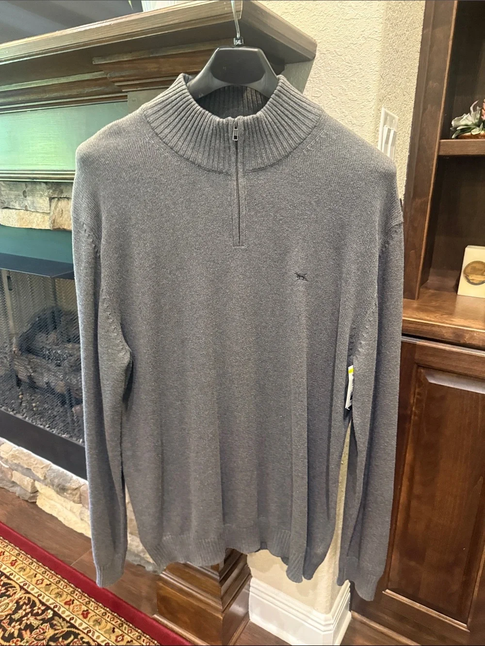 Rodd & Gunn Men's Heather Gray Quarter-Zip Ribbed Mock Neck Sweater